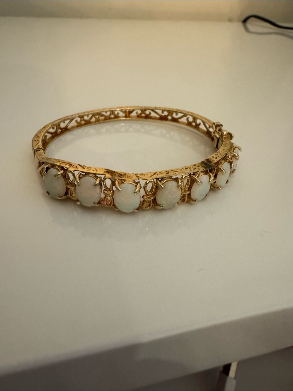 14k antique white opal bracelet
